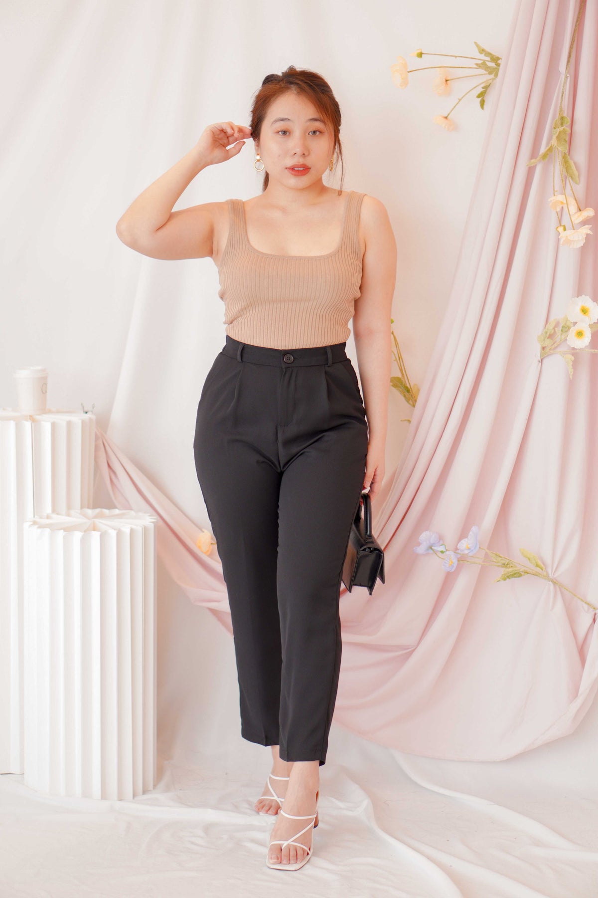 Tammy Basic Knit Crop Top in Khaki