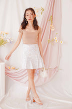 My Lady Pleated Tweed Skirt in White