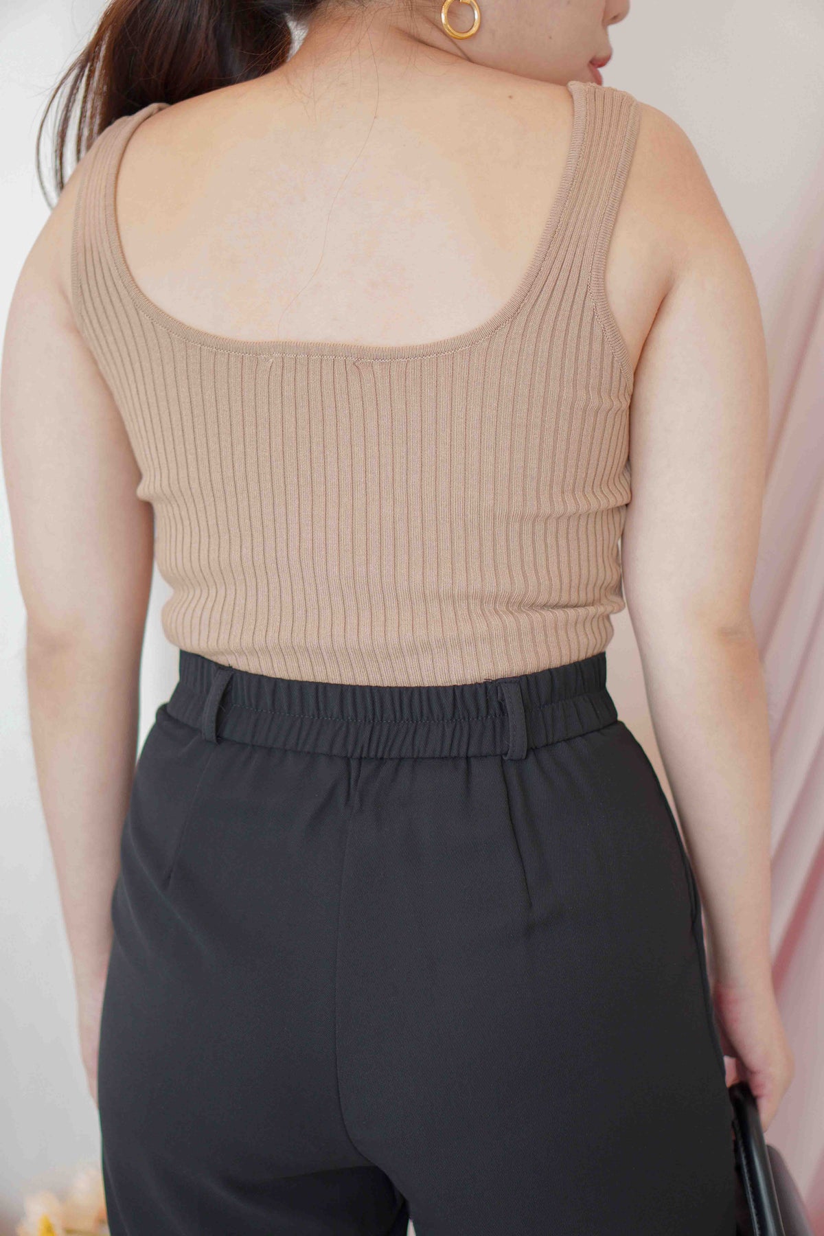 Tammy Basic Knit Crop Top in Khaki