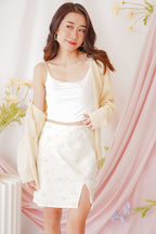 Dahlia Dreamer Floral Skirt in Light Yellow