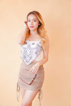 Mini Angel Bodycon Ruched Skirt in Khaki