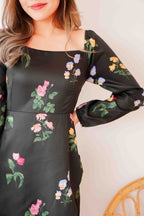 Acacia Floral Long Sleeve Dress in Black
