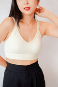 Nana Low V Padded Crop Top in Cream