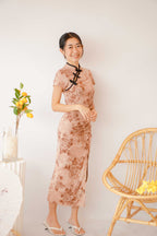 Rong Ruched Bodycon Cheongsam in Dark Maroon