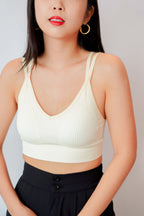 Nana Low V Padded Crop Top in Cream