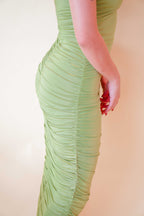 Lucky Clover Ruched Bodycon Dress in Green