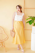Dream Of Us Satin Slit Skirt in Yellow