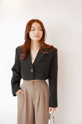 From The High Padded Cropped Blazer in Black