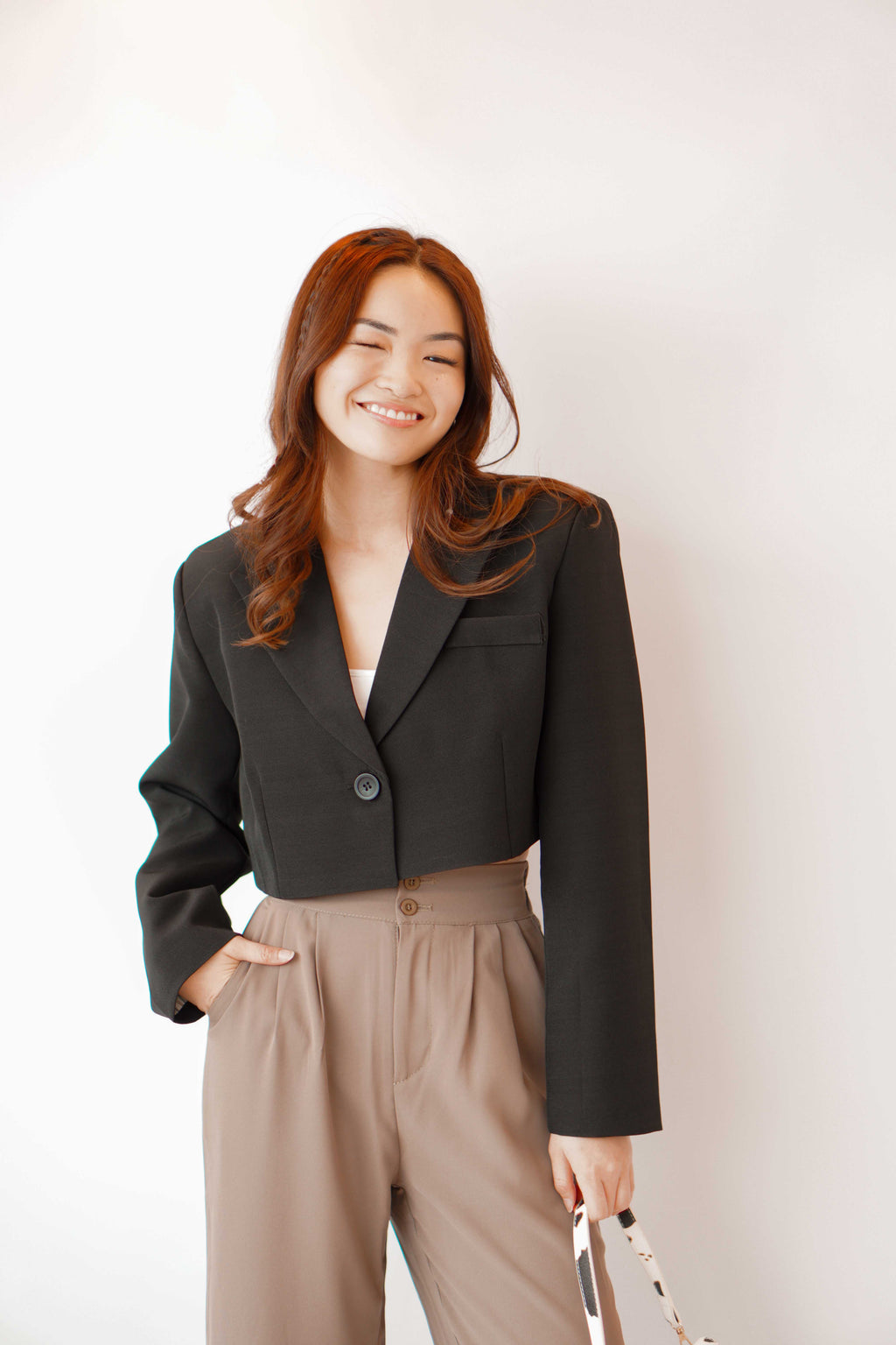 From The High Padded Cropped Blazer in Black