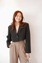 From The High Padded Cropped Blazer in Black