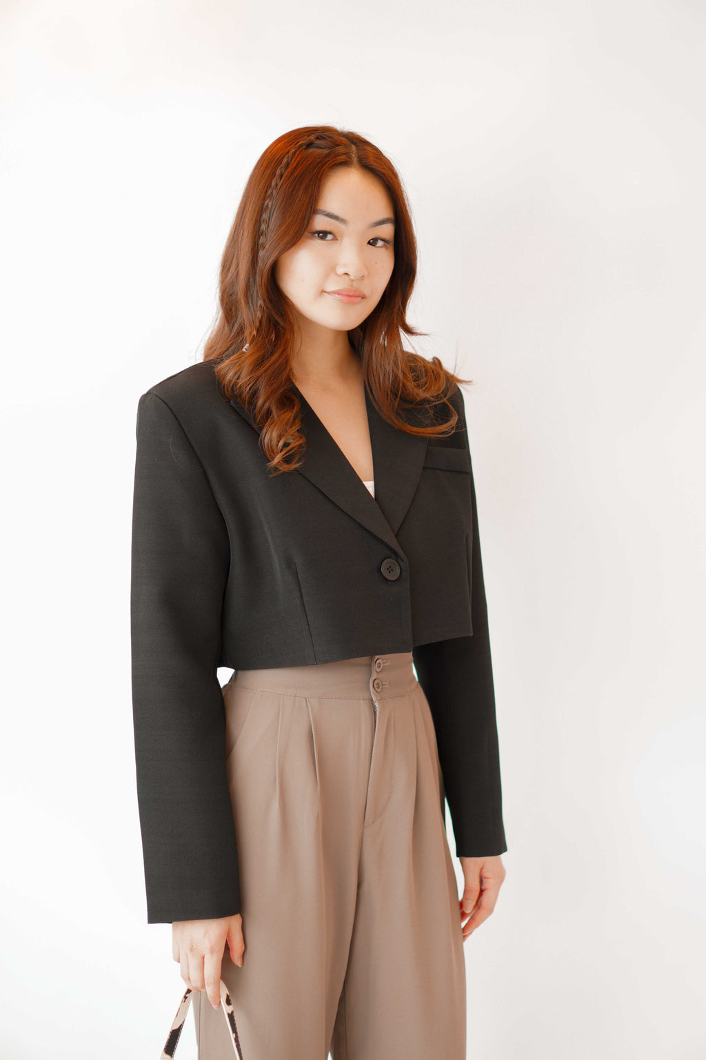From The High Padded Cropped Blazer in Black