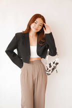 From The High Padded Cropped Blazer in Black