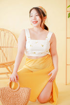 Dream Of Us Satin Slit Skirt in Yellow