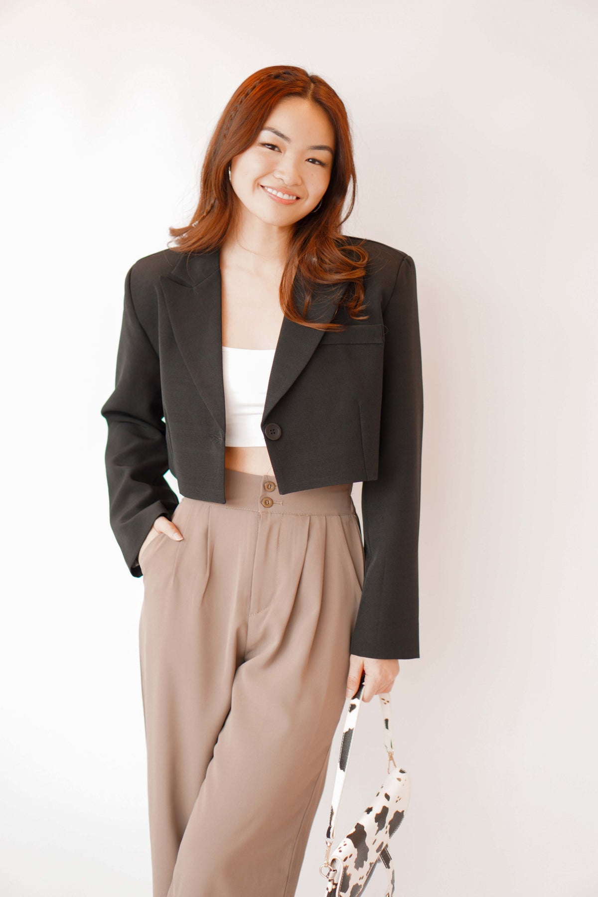 From The High Padded Cropped Blazer in Black