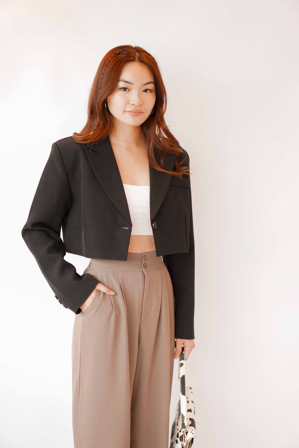 From The High Padded Cropped Blazer in Black