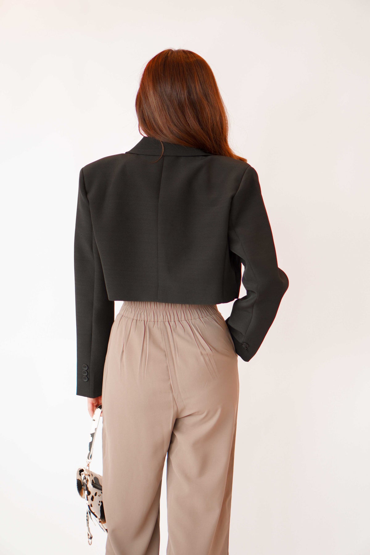 From The High Padded Cropped Blazer in Black