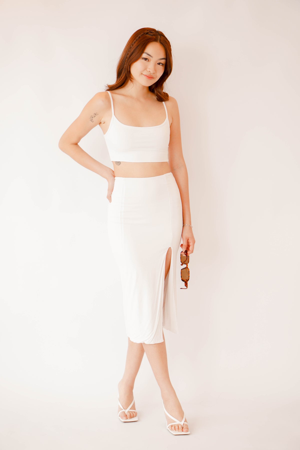 Love Embrace 2 Piece Skirt Set in White