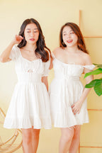 Kenzie Lace Up A-Line Dress in White