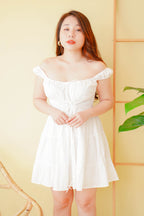 Kenzie Lace Up A-Line Dress in White