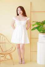 Kenzie Lace Up A-Line Dress in White