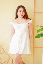 Kenzie Lace Up A-Line Dress in White