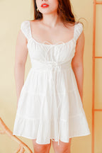 Kenzie Lace Up A-Line Dress in White