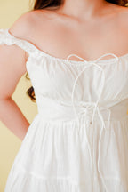 Kenzie Lace Up A-Line Dress in White