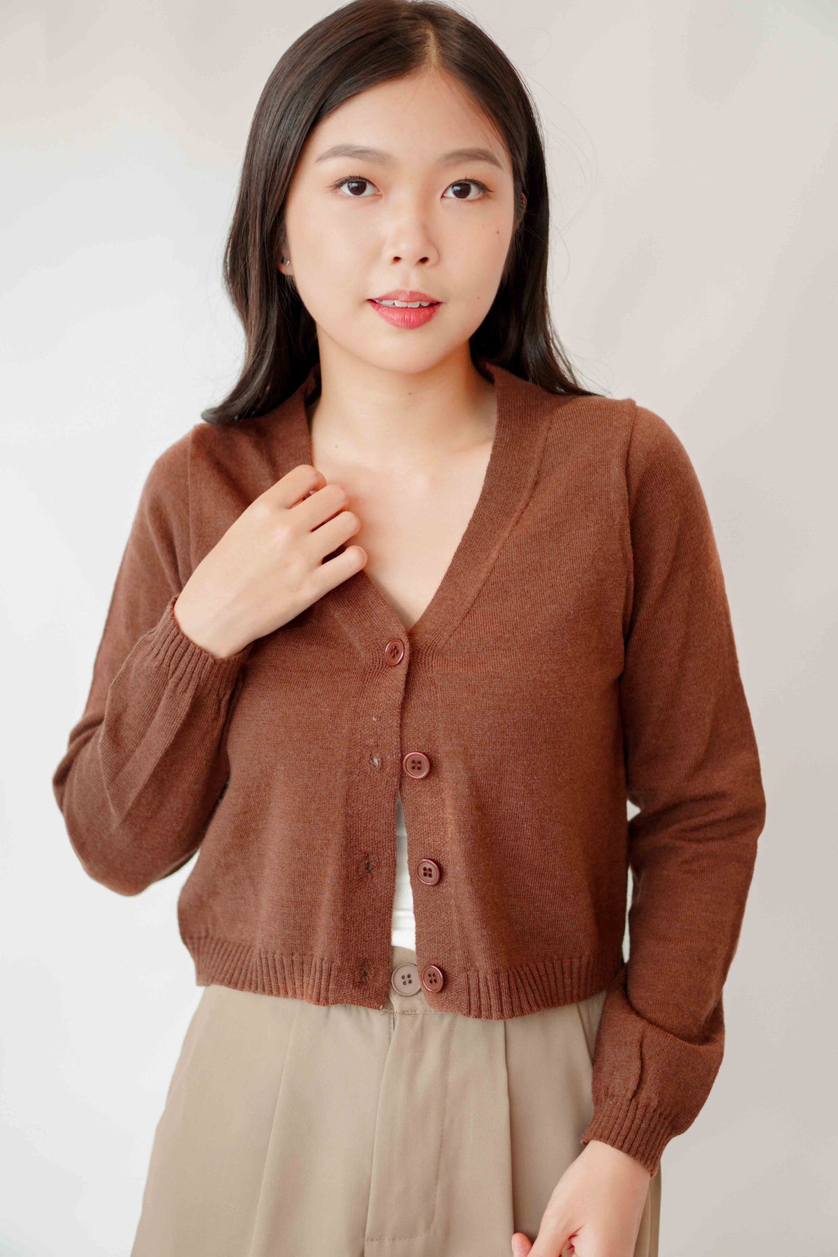 The Cozy Way Cardigan in Brown