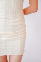 Mi Short Ruched Bodycon Cheongsam in Cream