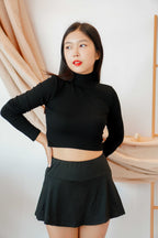Bren High Neck Long Sleeve Top in Black