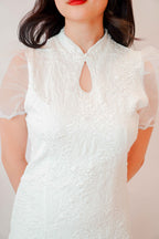 Clarisse Cheongsam Puffy Sleeves in White