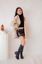 Bren High Neck Long Sleeve Top in Black