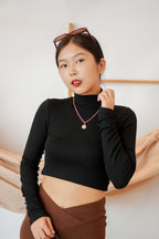 Bren High Neck Long Sleeve Top in Black