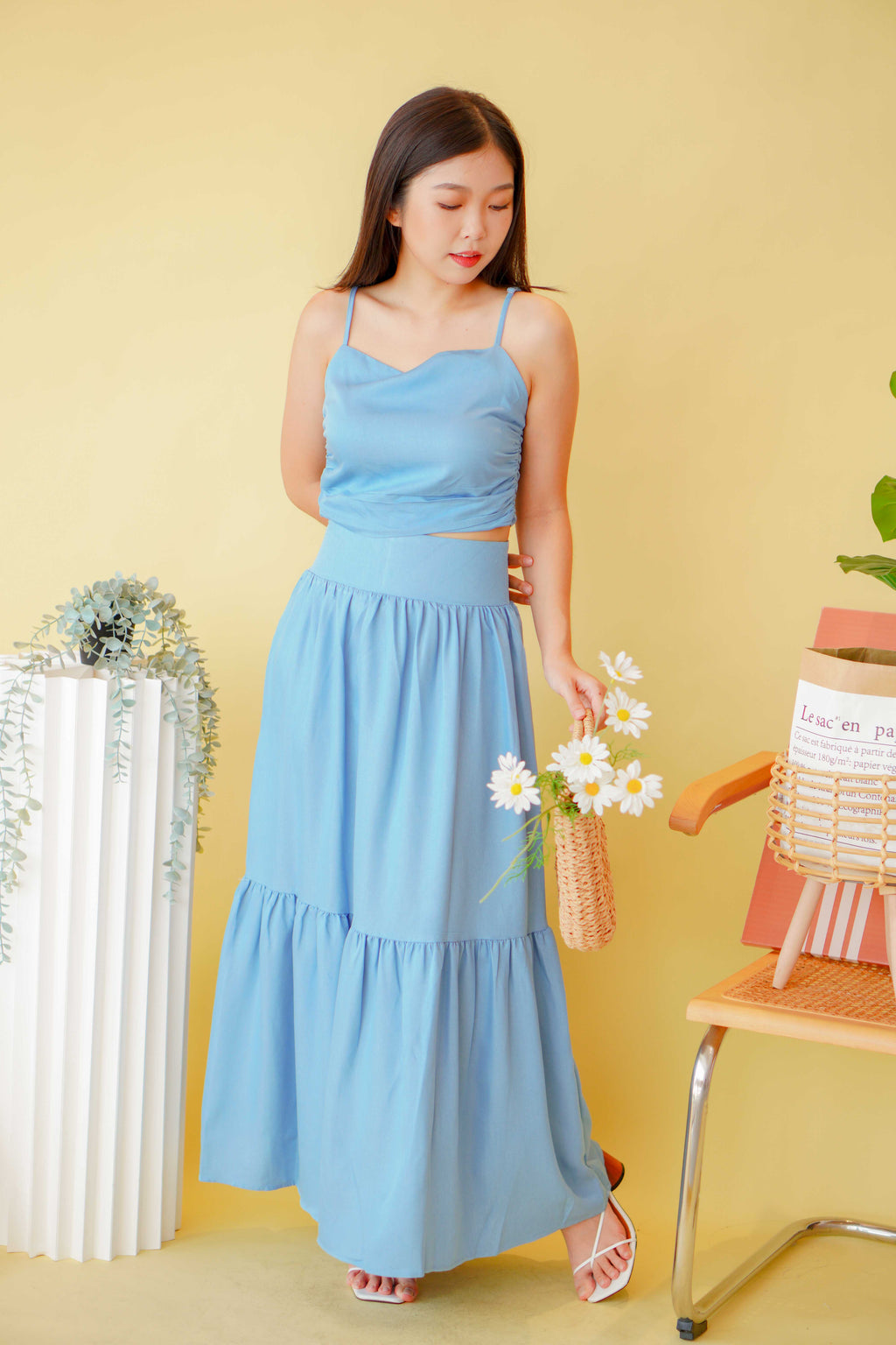 Cerulean Sky 2 Piece Maxi Skirt Set in Blue