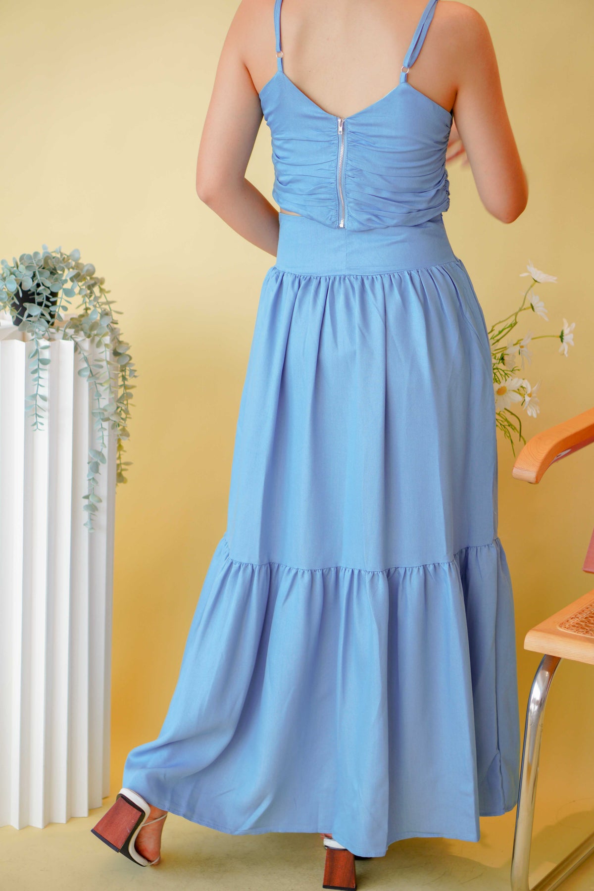 Cerulean Sky 2 Piece Maxi Skirt Set in Blue