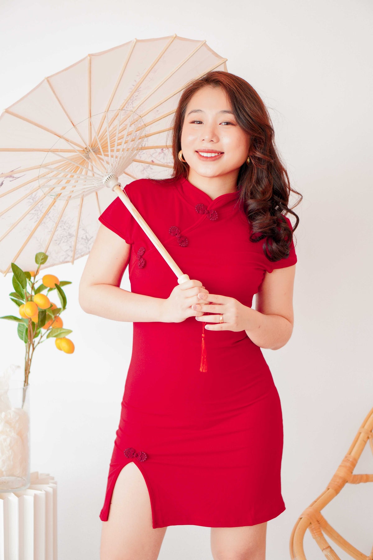 Wu Short Cheongsam in Red