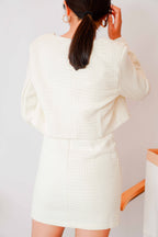 Emma Tweed Skirt in Cream White
