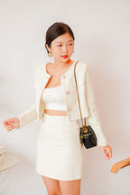 Emma Tweed Jacket Top in Cream White