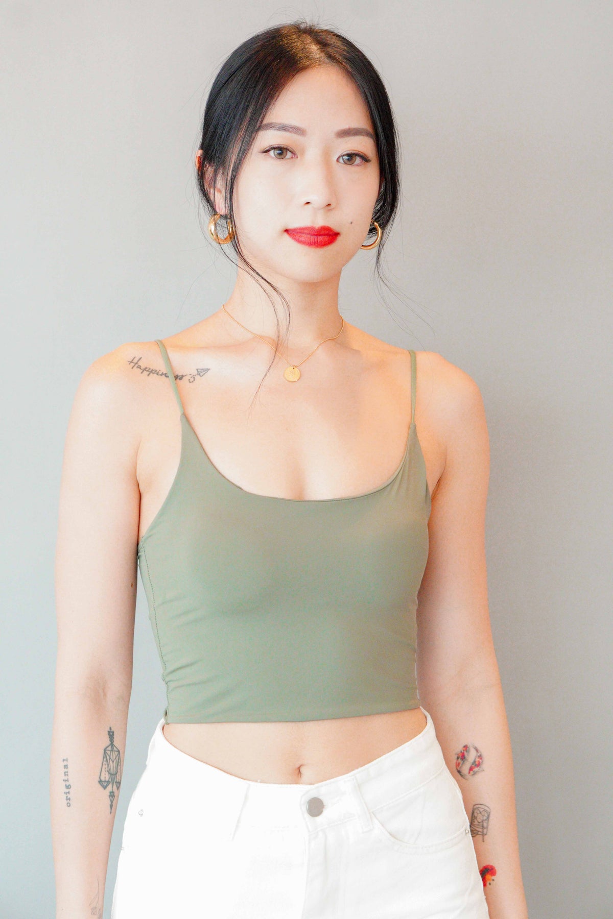 Myla Padded Camisole Top in Green