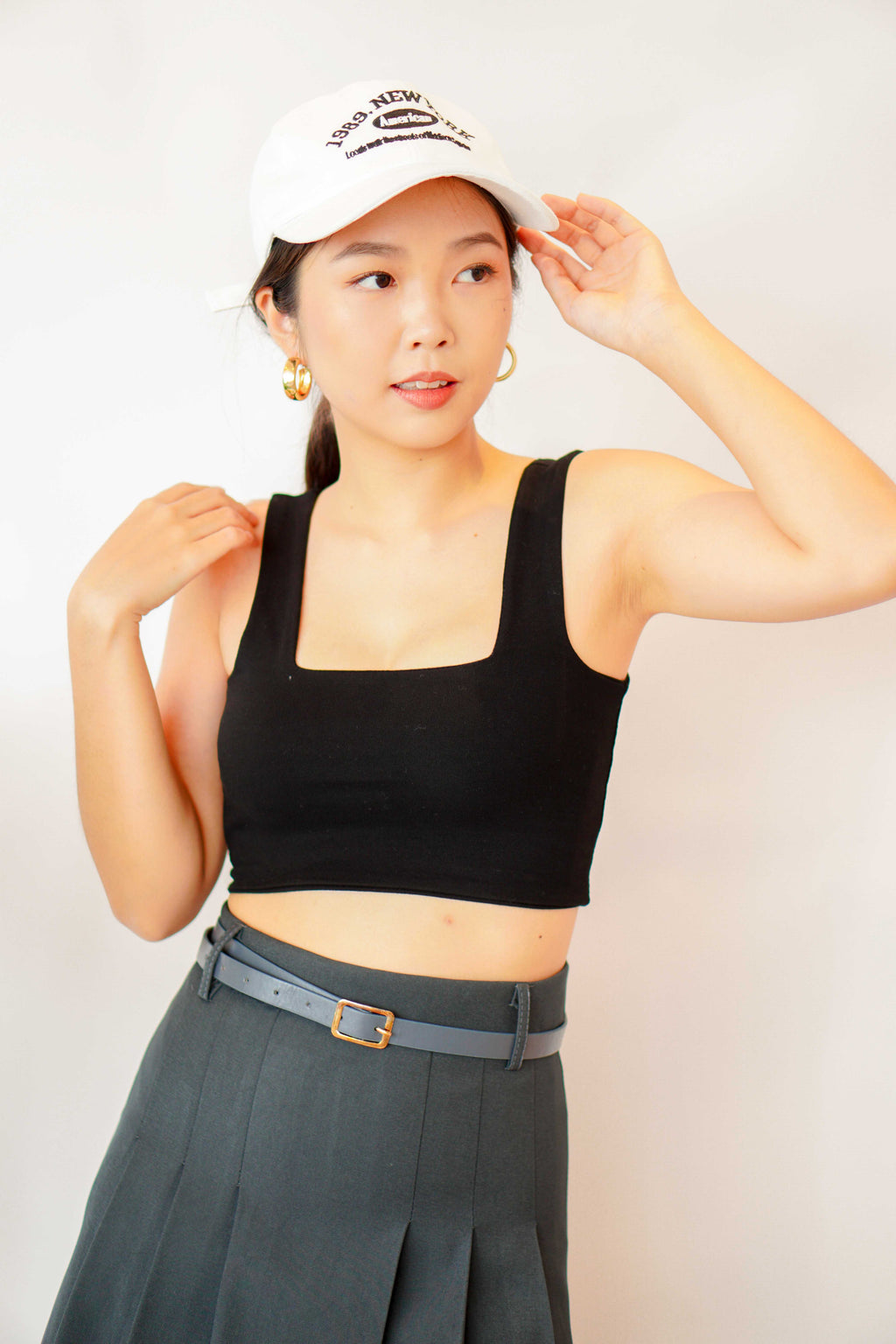 Cold Shoulder Crop Top in Black