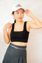 Cold Shoulder Crop Top in Black