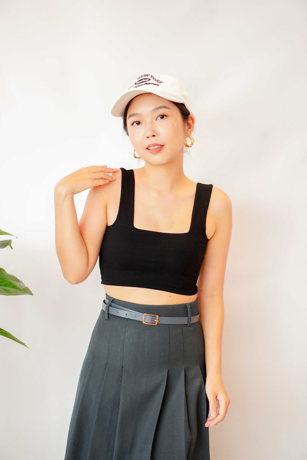 Cold Shoulder Crop Top in Black