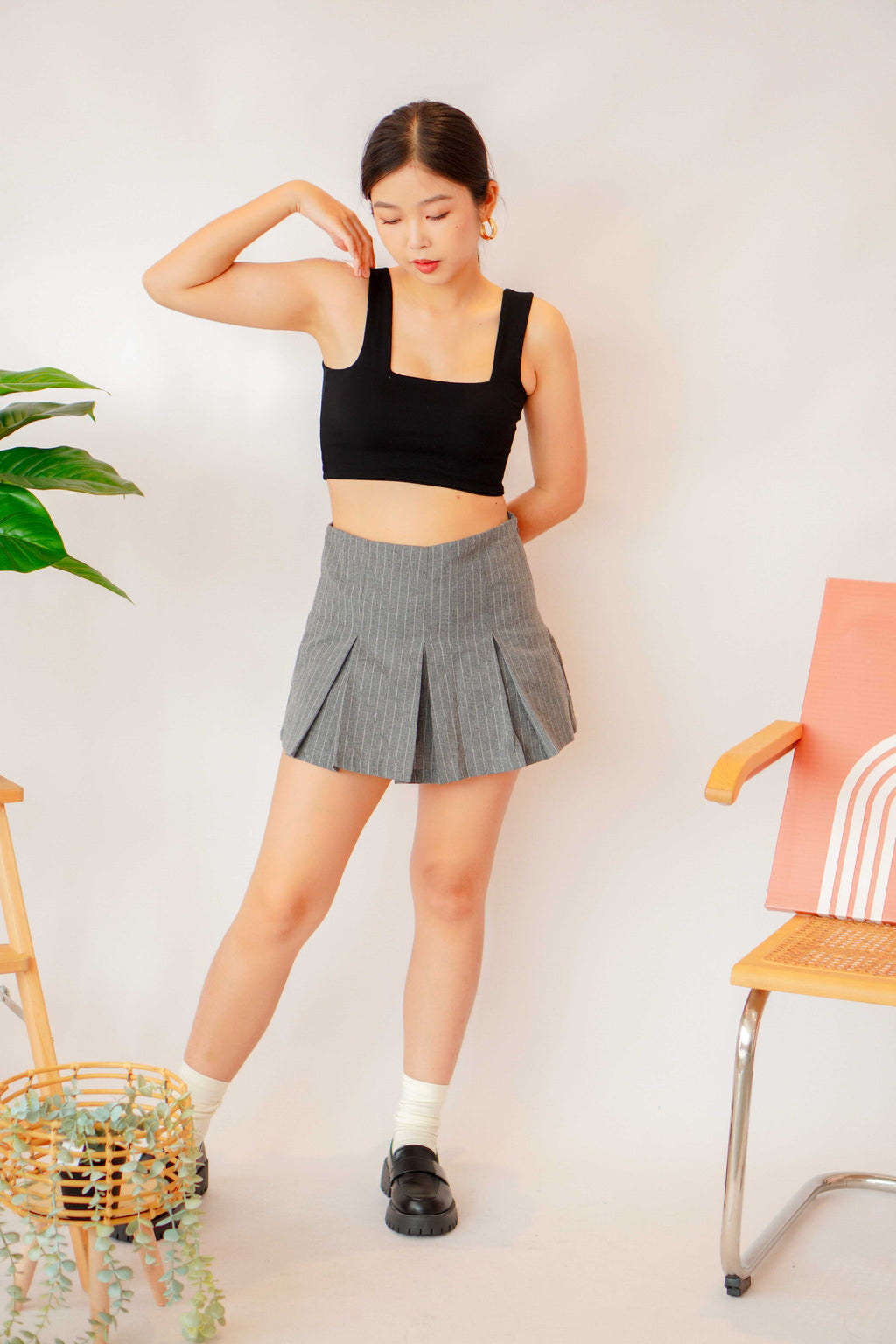 Cold Shoulder Crop Top in Black