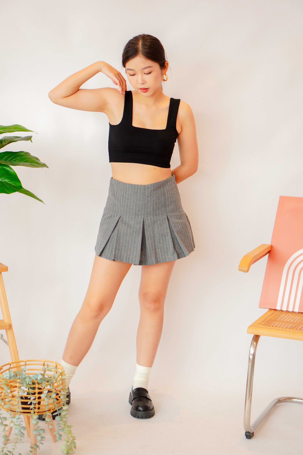 Cold Shoulder Crop Top in Black