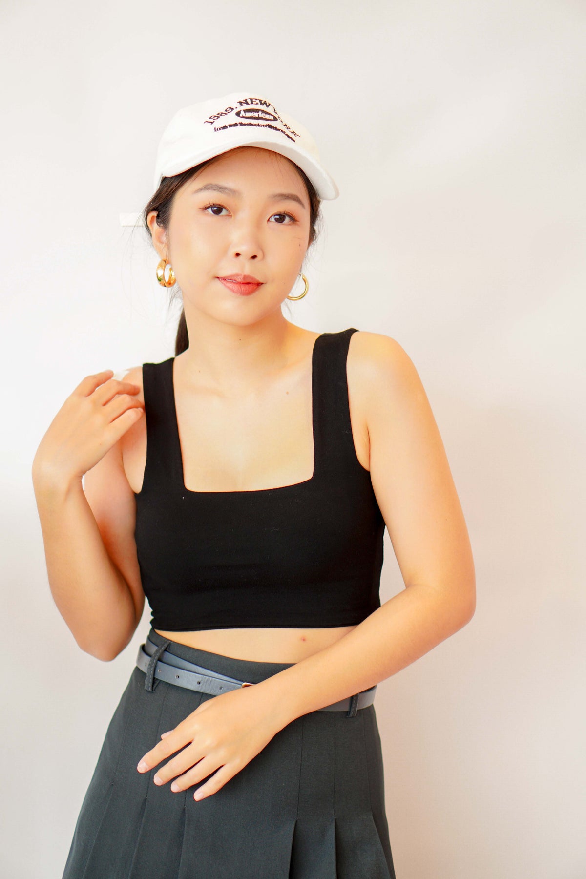 Cold Shoulder Crop Top in Black