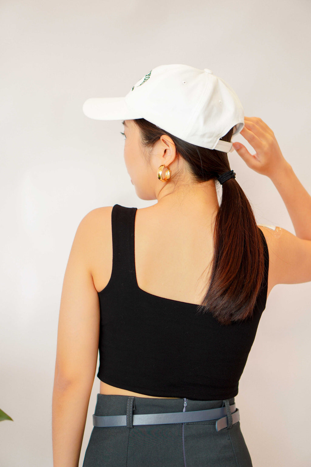 Cold Shoulder Crop Top in Black