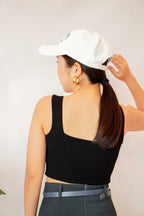 Cold Shoulder Crop Top in Black