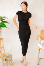 (BACKORDER) Maurine High Neck Bodycon Maxi Dress in Black
