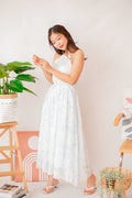 Blue Orchid Floral High Neck Halter Dress in White