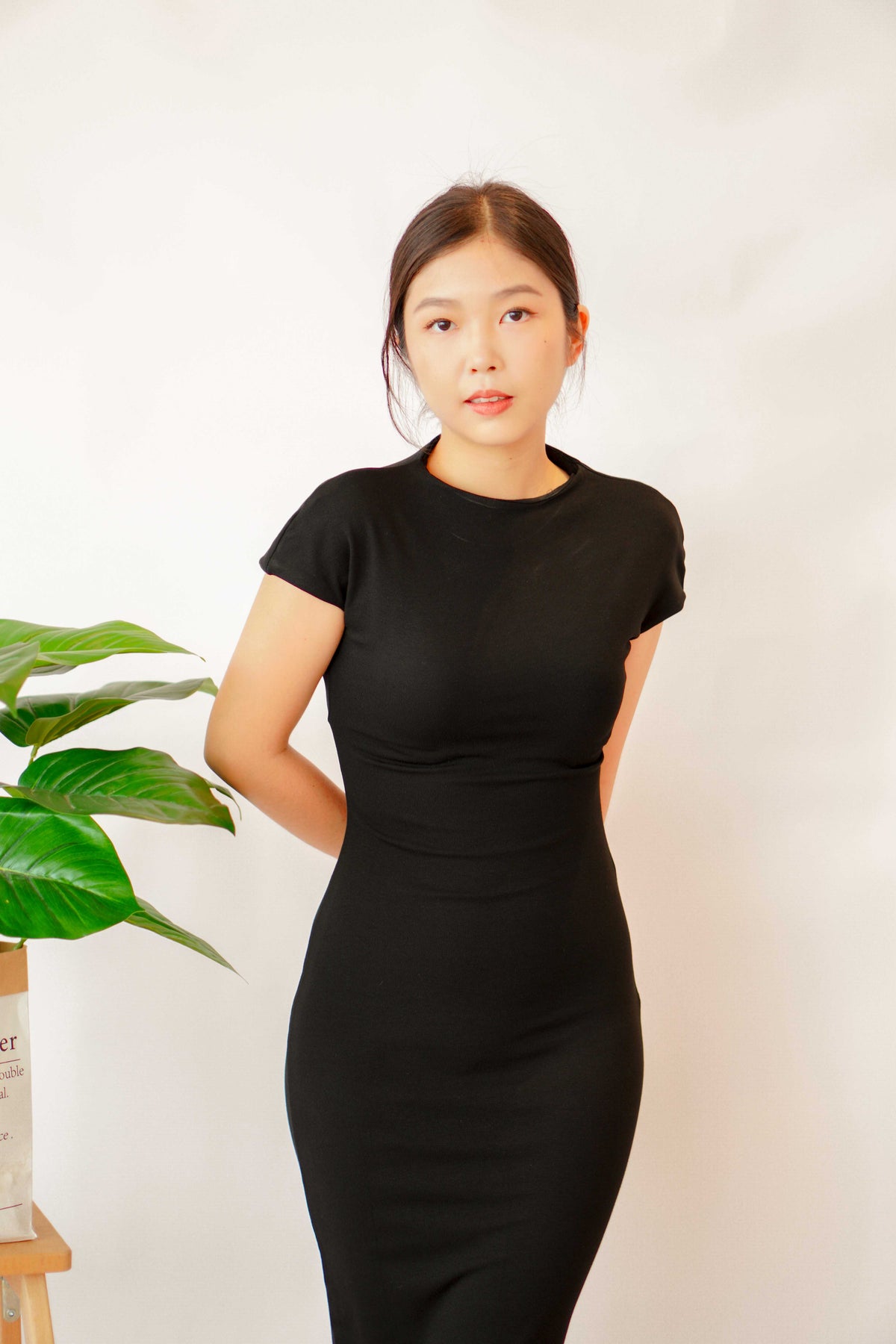 (BACKORDER) Maurine High Neck Bodycon Maxi Dress in Black